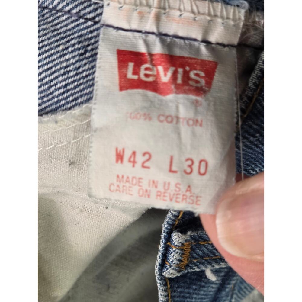 Vintage Levis 20517-0217 517 Jeans 42x30 Blue Orange Tab Bootcut USA 90s Denim - Picture 4 of 15